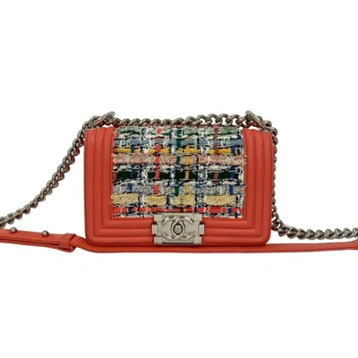 Pre-owned Chanel Multi-color Pink Leather Tweed Shoulder Bag ()