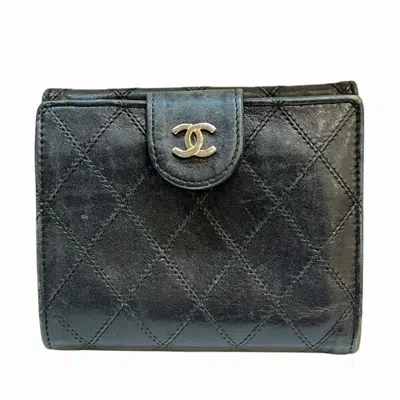 Pre-owned Chanel Multi Leather Wallet (bi-fold) () In Black
