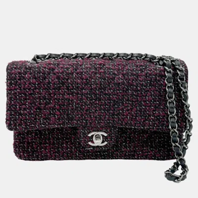 Pre-owned Chanel Multi Tweed Leather Medium Classic Double Flap Shoulder Bag In Multicolor