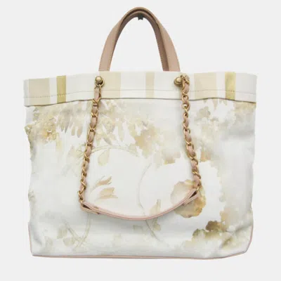 Pre-owned Chanel Multicolor Canvas And Leather Floral Shopping Tote Bag