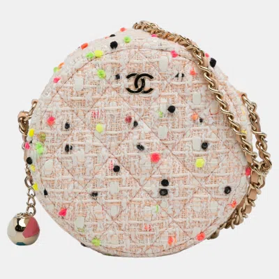 Pre-owned Chanel Multicolor Cc Round Tweed Crossbody Bag