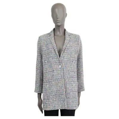 Pre-owned Chanel Multicolor Cotton 2014 14s Single Button Tweed Coat Jacket 38 S In Gray