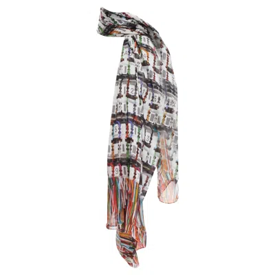 Pre-owned Chanel Multicolor Cotton Cc Logo Data Centre Number Print Scarf