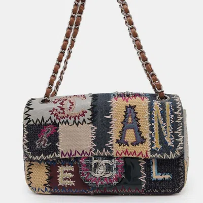 Pre-owned Chanel Multicolor Denim Canvas Leather Patchwork Chain Shoulder Bag