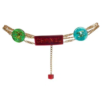 Pre-owned Chanel , Multicolor Iridescent Chain Belt In Sand