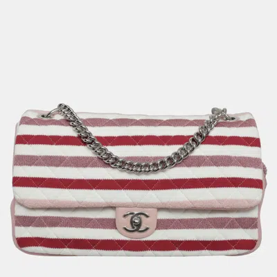 Pre-owned Chanel Multicolor Jersey Stripes Rope Maxi Flap Bag