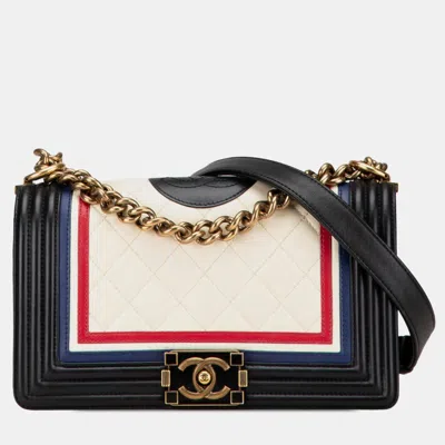 Pre-owned Chanel Multicolor Lambskin Old Medium Quilted Crest Boy Flap