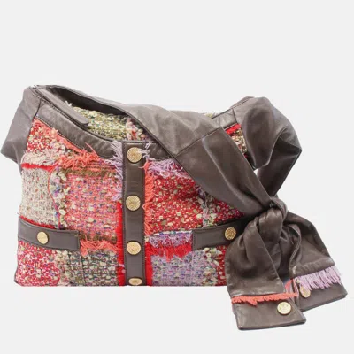 Pre-owned Chanel Multicolor Large Tweed And Lambskin Girl Bag