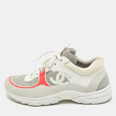 Pre-owned Chanel Multicolor Leather And Suede Low Top Trainers Size 38