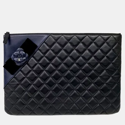 Pre-owned Chanel Multicolor Leather Camellia Clutch Large