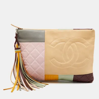 Pre-owned Chanel Multicolor Leather Colorblock O Case Zip Pouch