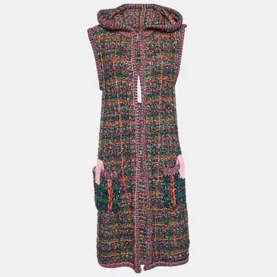 Pre-owned Chanel Multicolor Lurex Knit Hooded Cardigan M