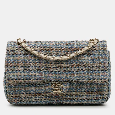 Pre-owned Chanel Multicolor Medium Classic Multicolor Tweed Double Flap