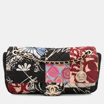 Pre-owned Chanel Multicolor Medium Printed Nylon And Jersey Patchwork Single Flap