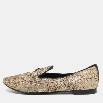 Pre-owned Chanel Multicolor Metallic Fabric Cc Smoking Slippers Size 38.5