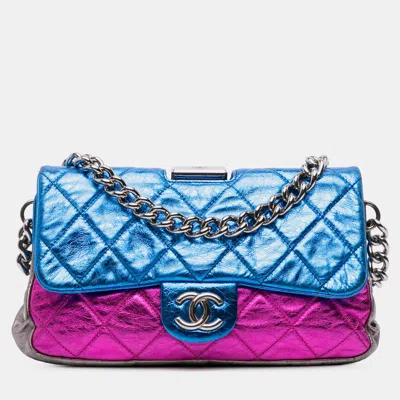 Pre-owned Chanel Multicolor Multicolor Metallic Quilted Calfskin Modern Chain Flap Frame Bag