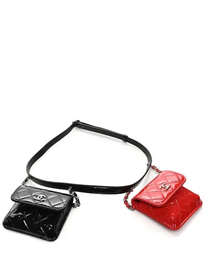 Pre-owned Chanel Multicolor Patent Leather Double Mini Flap Waist Pouch (authentic Pre-  Owned)