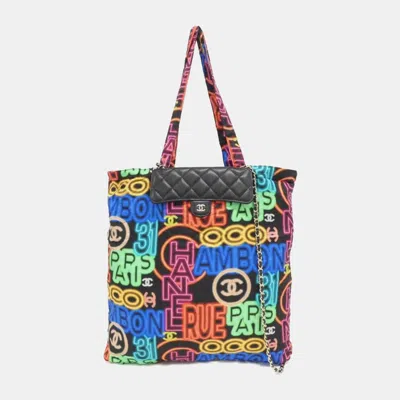 Pre-owned Chanel Multicolor Print Fabric Graffiti Foldable Tote Bag