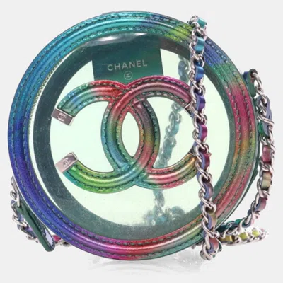 Pre-owned Chanel Multicolor Pvc Round Filigree Clutch With Chain