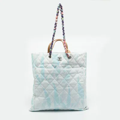 Pre-owned Chanel Multicolor Quilted Jungle Denim Oversized Tote