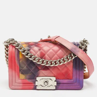 Pre-owned Chanel Multicolor Quilted Leather Small Flower Power Boy Bag