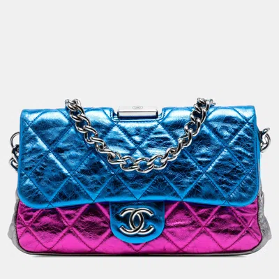 Pre-owned Chanel Multicolor Quilted Metallic Calfskin Modern Chain Flap Frame Bag
