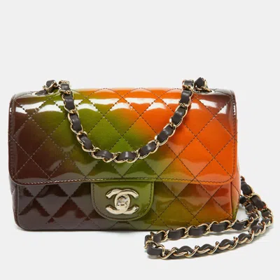 Pre-owned Chanel Multicolor Quilted Patent Leather Mini Rectangle Classic Flap Shoulder Bag