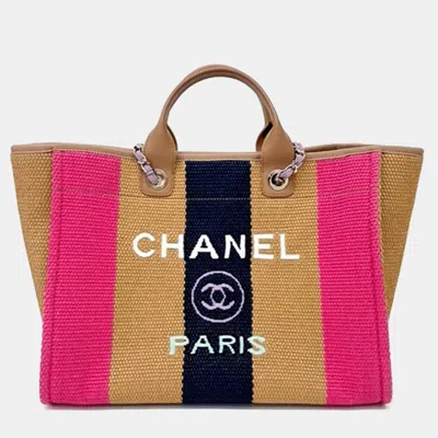 Pre-owned Chanel Multicolor Raffia Deauville Tote And Shoulder Bag