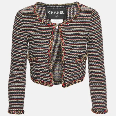Pre-owned Chanel Multicolor Striped Tweed Bolero Cropped Jacket S