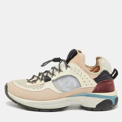 Pre-owned Chanel Multicolor Suede And Mesh Cc Low Top Sneakers Size 36.5