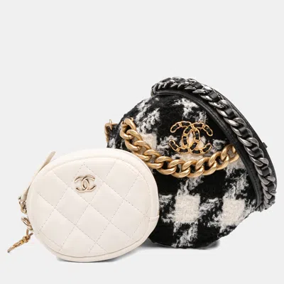 Pre-owned Chanel Multicolor Tweed 19 Round Clutch With Chain And Coin Purse