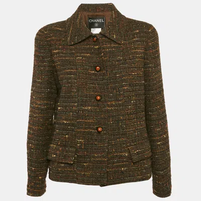 Pre-owned Chanel Multicolor Tweed Buttoned Jacket L