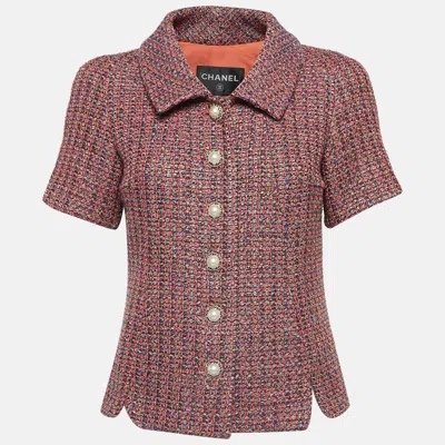 Pre-owned Chanel Multicolor Tweed Buttoned Short-sleeved Jacket S