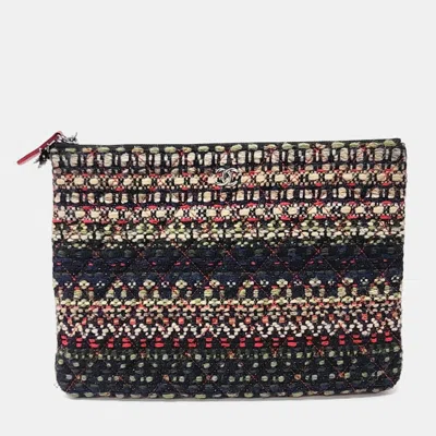 Pre-owned Chanel Multicolor Tweed Charm Decorated Tweed Medium Clutch