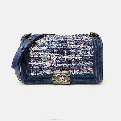 Pre-owned Chanel Multicolor Tweed Denim New Medium Boy Bag