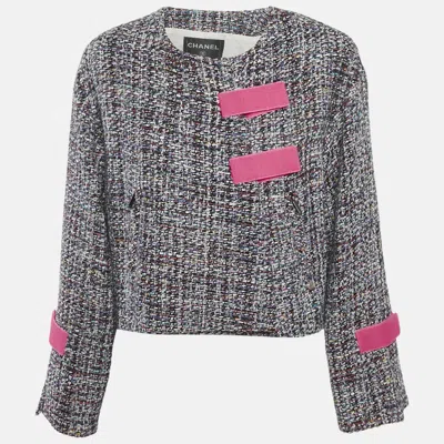 Pre-owned Chanel Multicolor Tweed Velcro Closure Jacket M