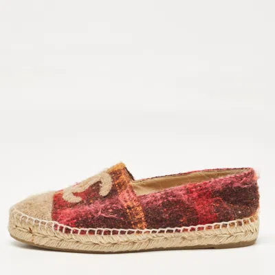 Pre-owned Chanel Multicolor Wool Cc Espadrille Flats Size 36