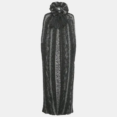 Pre-owned Chanel Multicolor Wool Knit Tie Detail Open Front Long Cape S