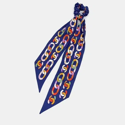 Pre-owned Chanel Multicolor/purple Silk Hair Scrunchie Scarf