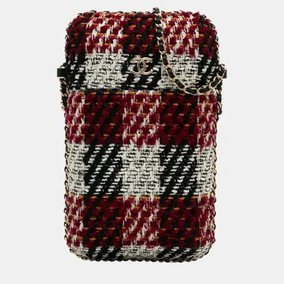 Pre-owned Chanel Multicolour Tweed Chain Around Phone Holder In Multicolor