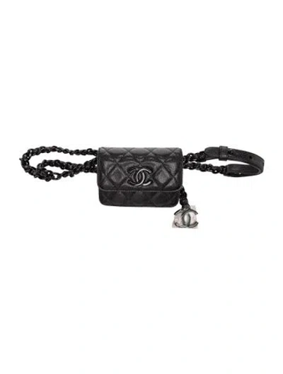 Pre-owned Chanel My Everything Flap Belt Bag In Black