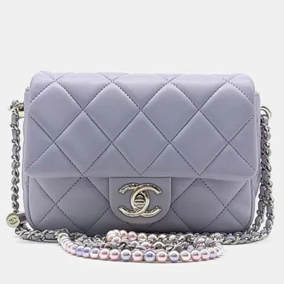 Pre-owned Chanel My Perfect Pearl Embellished Mini Crossbody Bag In Purple