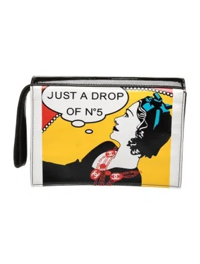 Pre-owned Chanel N°5 Comic Coco Clutch In Black
