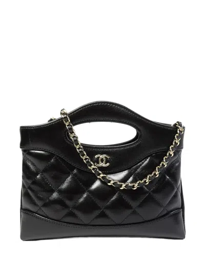 Pre-owned Chanel Nano 31 Quilted Tote Bag In Black
