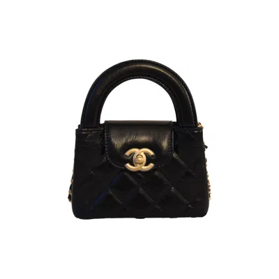 Pre-owned Chanel Nano Kelly Shopper Bag Gold Hardware Black