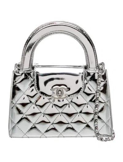 Pre-owned Chanel Nano Kelly Shopper W/tags In Silver