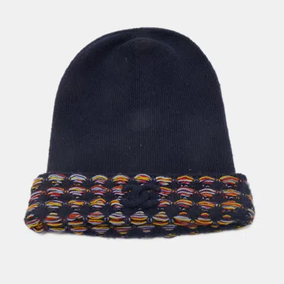 Pre-owned Chanel Navy Blue Cashmere Blend Beanie