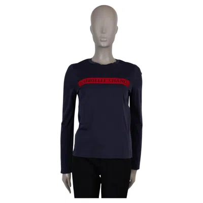 Pre-owned Chanel Navy Blue Cotton 17b Gabrielle  Long Sleeve T-shirt Shirt 38 S