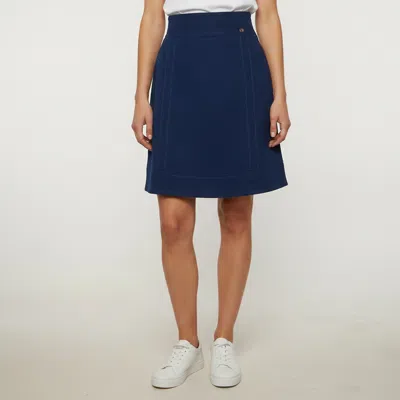 Pre-owned Chanel Navy Blue Felt A-line Mini Skirt M