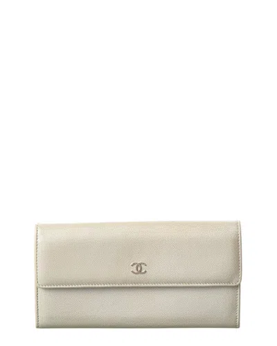 Pre-owned Chanel Navy Blue Lambskin Leather Cc Wallet (authentic Pre-loved)